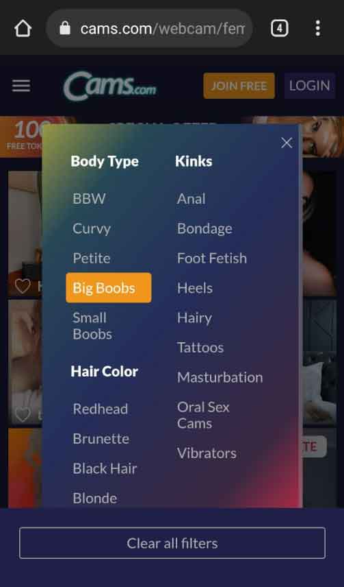 Cams.com Big Boobs Body Type