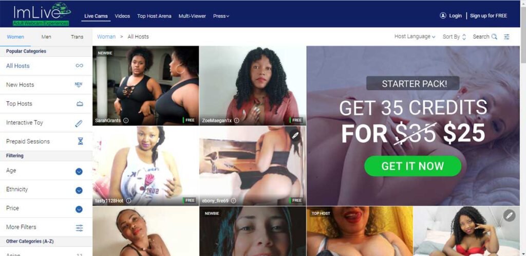 Schwarzafrikanische Cam-Girls bei ImLive premium live chat site