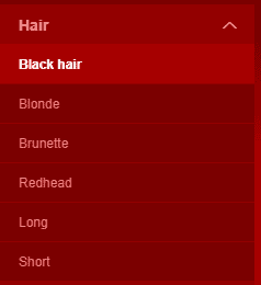 LiveJasmin hair filter choices